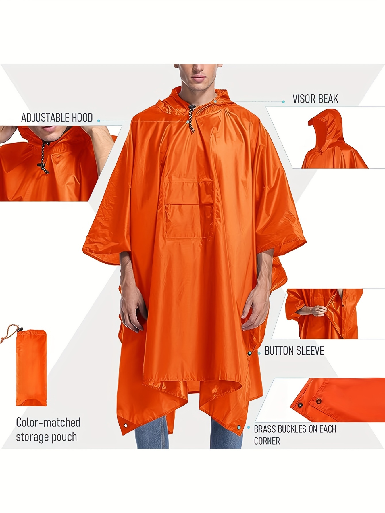 Poncho Lluvia Capucha Camuflaje Hombres Senderismo Trekking - Temu