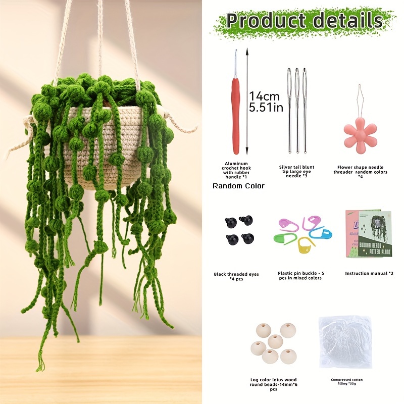 Kit De Crochet Pour Débutants, Kit De Crochet Pour Plantes En Pot À  Suspendre, Crochet, Fournitures