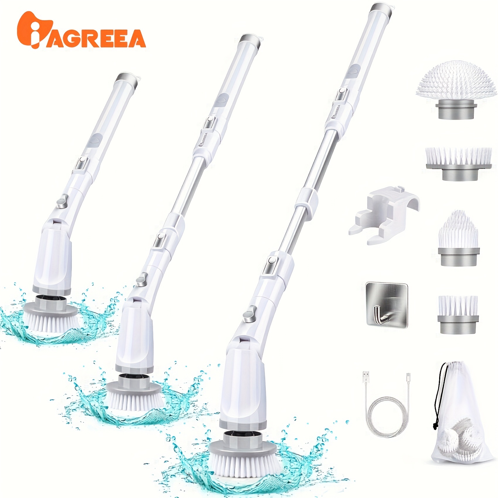 Lefree Cordless Electric Spin Scrubber with Long Handle cleaning brush