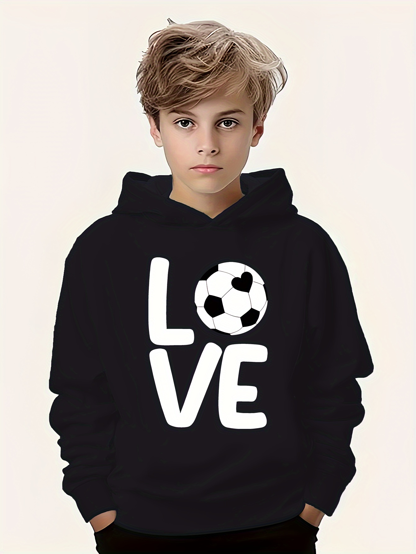 Love Football Print Hoodies Boys Casual Graphic Design - Temu New Zealand