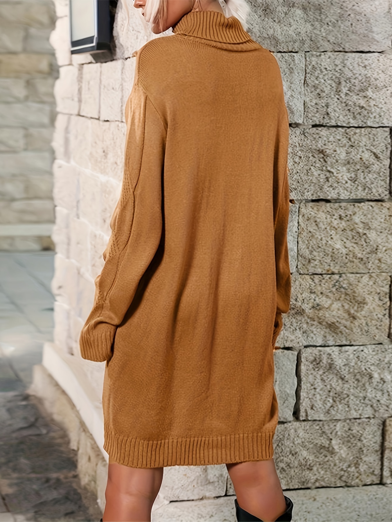 turtleneck sweater dress elegant solid long sleeve dress womens clothing