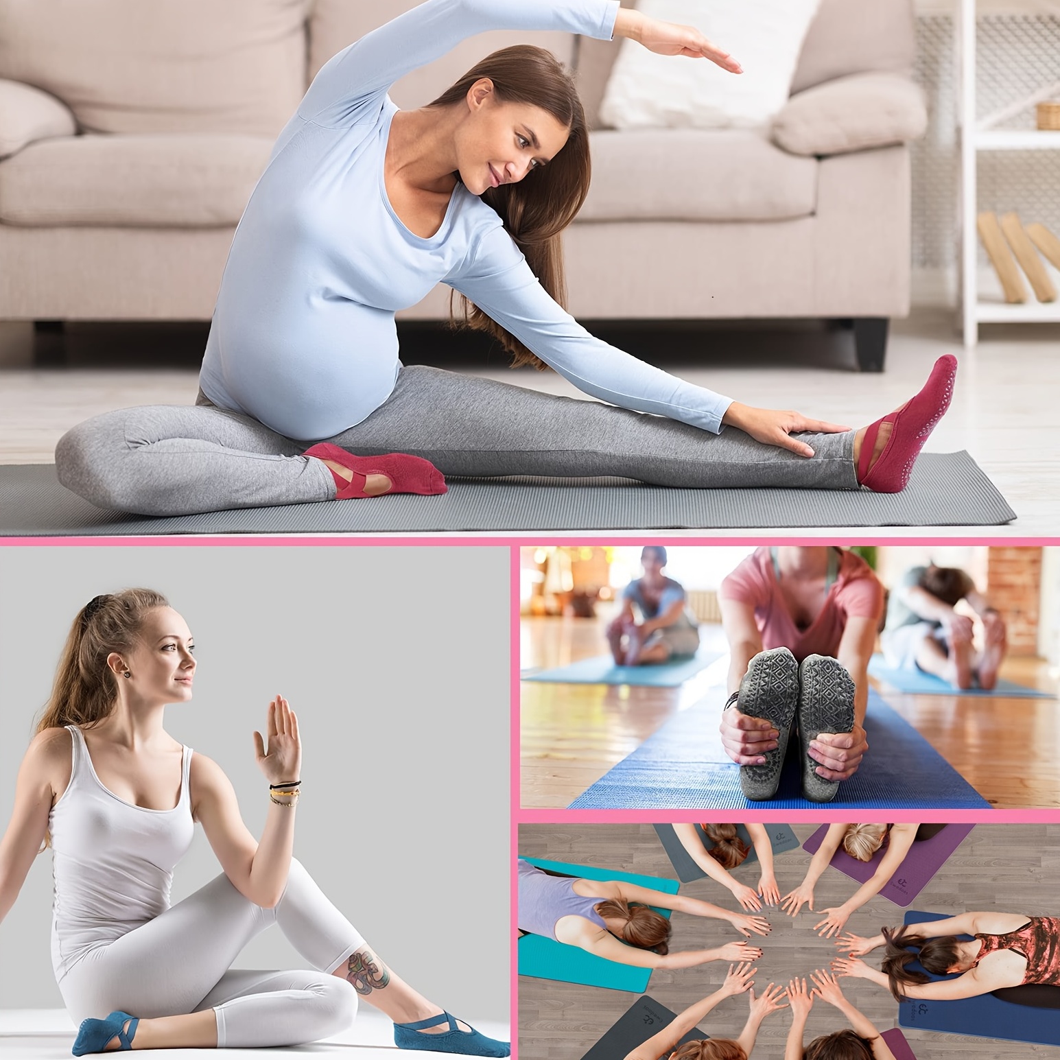Yoga Socks for Women, Non Slip Full Toe Socks with Grips for Pilates Barre  Dance Ballet Hospital, 3 Pairs