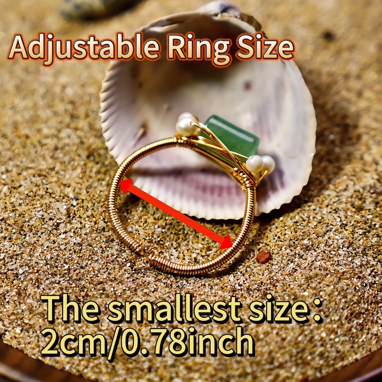 Gold Color Adjustable Ring AD Stone with AD Stone and Pearl Stone