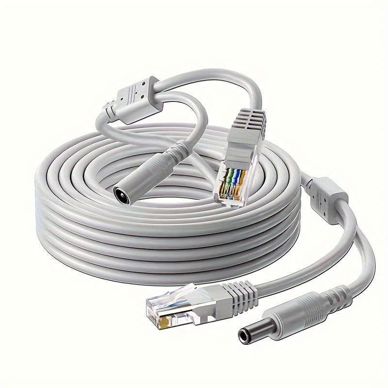 Optional Gray CAT5/CAT-5e Ethernet Cable RJ45 + DC Power 5M/10M