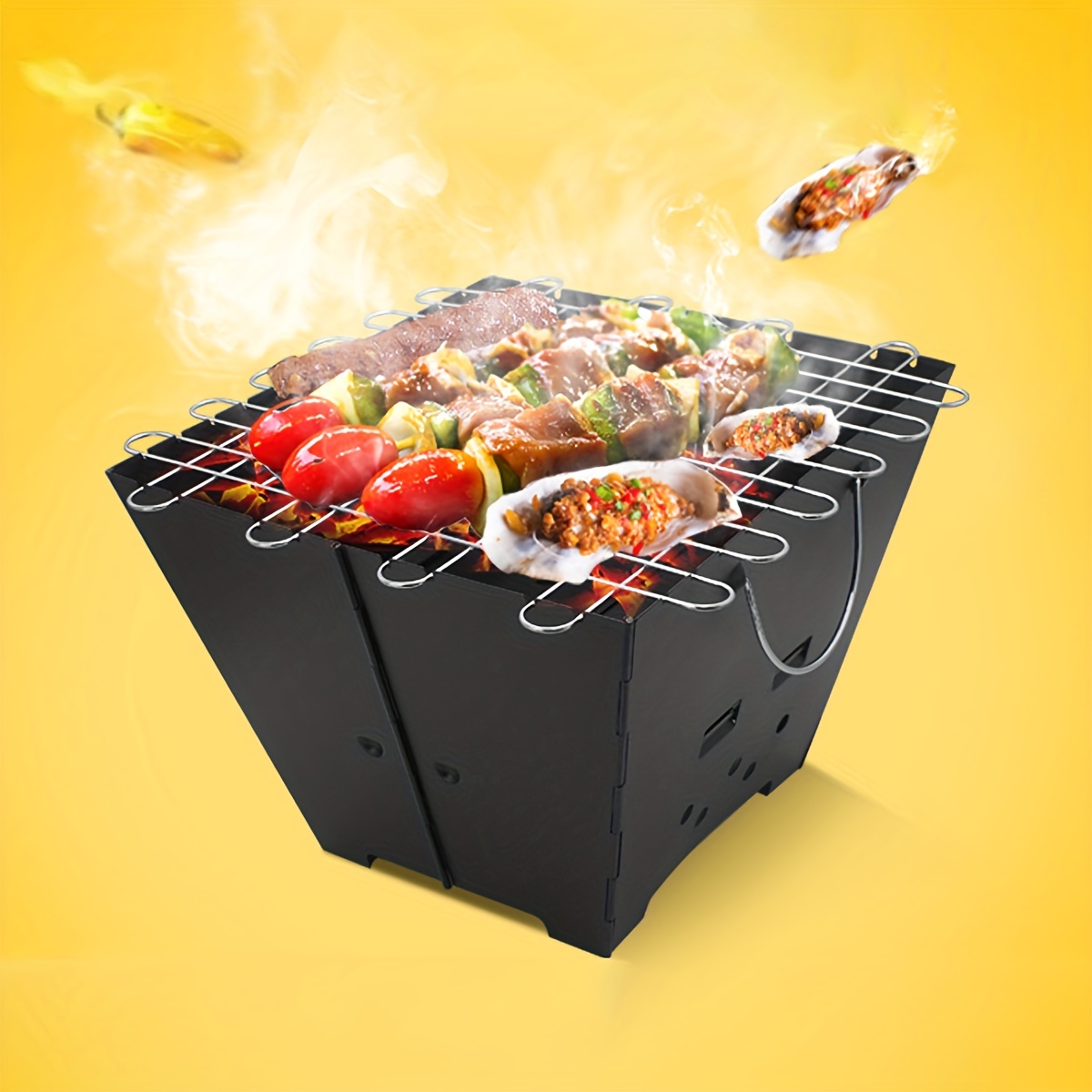 Square Folding Barbecue Grill, Iron Spray Paint Outdoor Compact Lightweight  Rotisserie Grill, Electroplated Grill Mesh Family Meal Gathering Charcoal  Grill, Household Yard Charcoal Bbq Grill - Temu