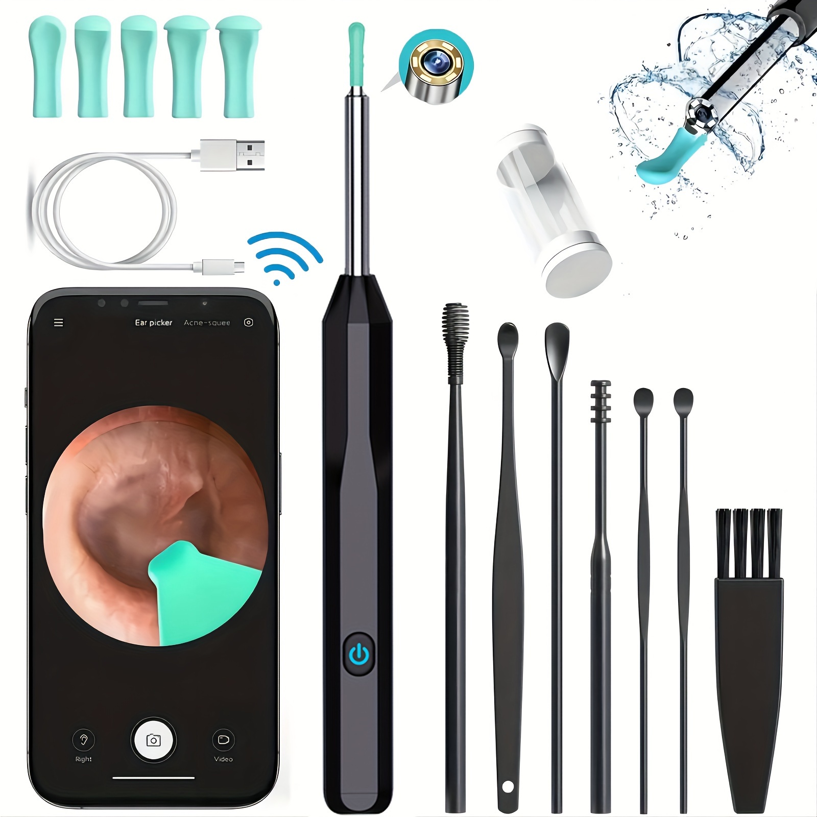Ear Wax Removal Tool Camera, (1296P) Ear Cleaner with Light and Camera Ear  Wax Cleaner with 8pcs Ear Set, Earwax Removal Kit Compatible with iPhones