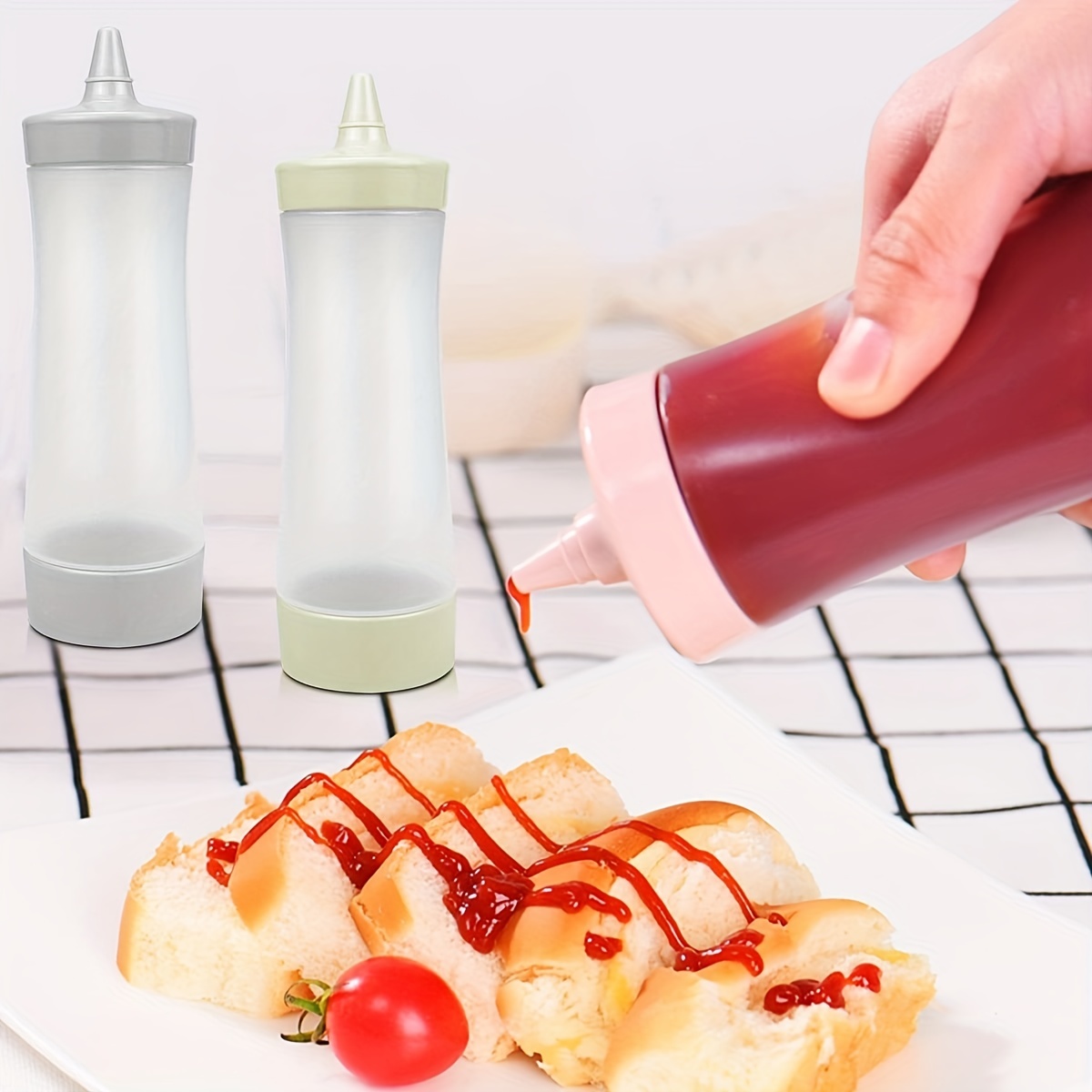 3pcscondiment Squeeze Bottle, Multifunction Plastic Salad Dressing Bottle,leak  Proof Refillable Condiment Containerfor Home,kitchen,camping - Temu