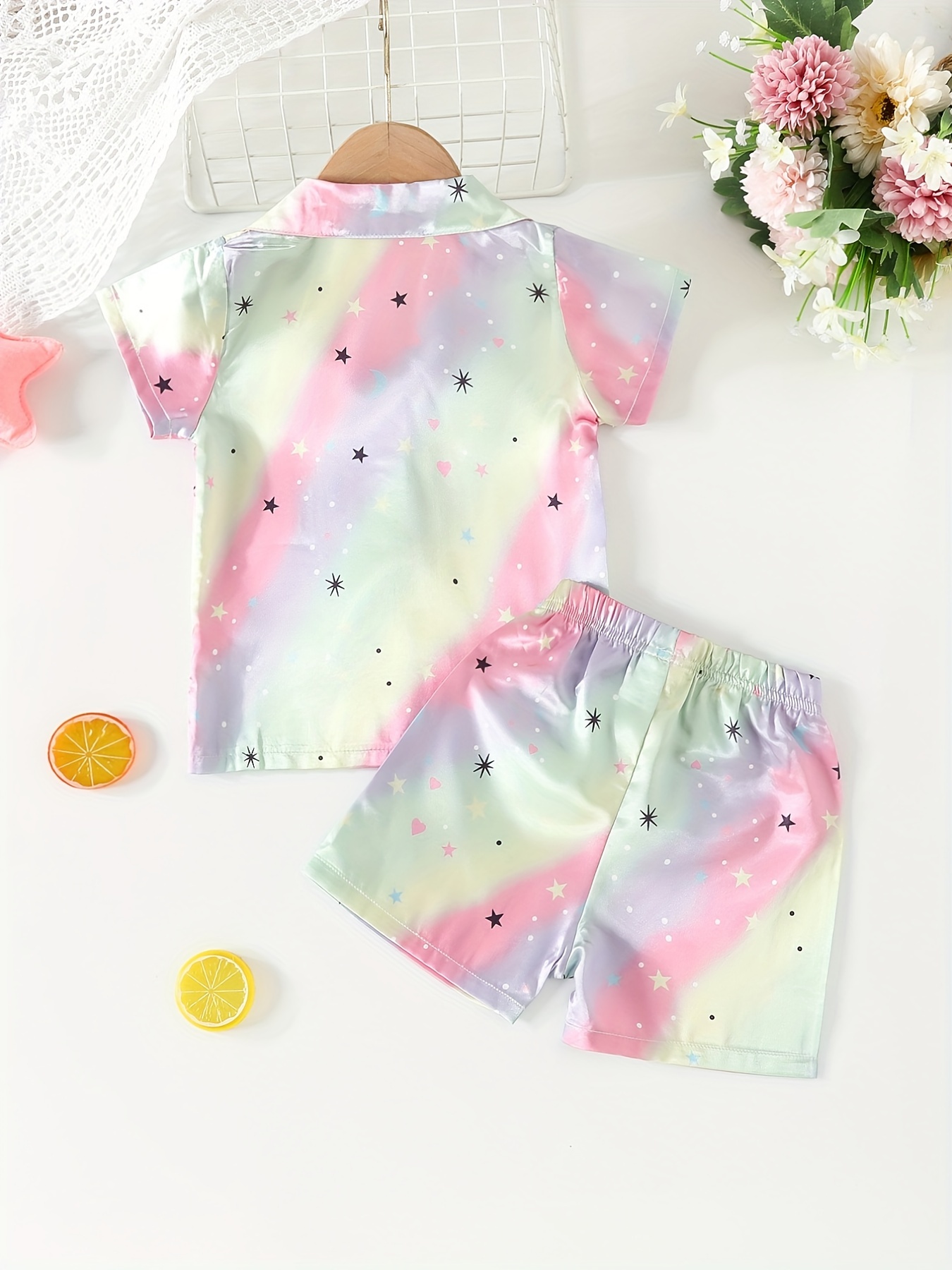 Teen Girls Long Sleeve Rainbow Paint Splatter Pajamas