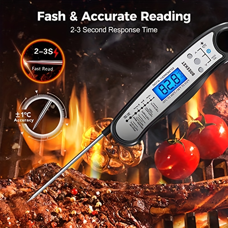 Flamen Digital Meat Thermometer with Backlight for Kitchen, Deep