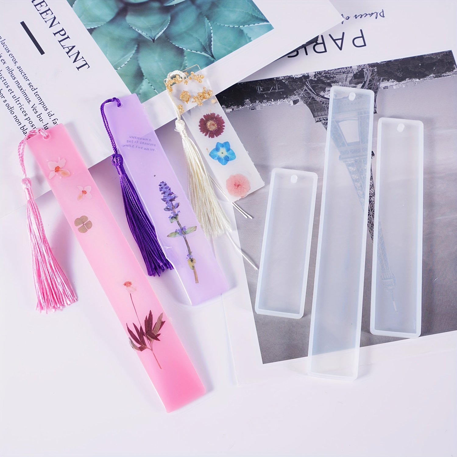 9 pcs Pen Bookmark Resin Molds with 20 Lanyard, VEINARDYL Rectangle Casting  Silicone Mould and Ballpoint Pen Epoxy Resin Mold with 20 pcs String for