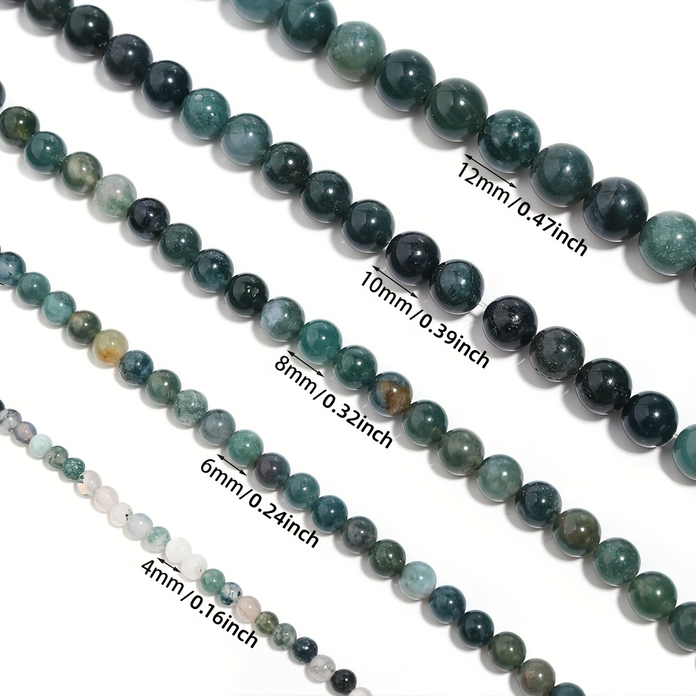 JC 4mm 6mm 8mm natural stone beads chain green gemstone round bead strands  for jewelry making