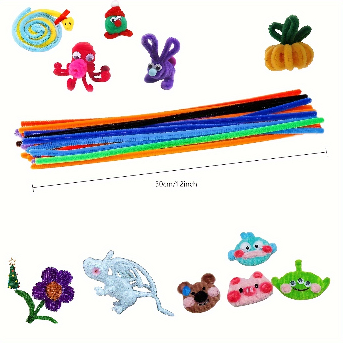 Craft Pipe Cleaners Chenille Stem Set With Wiggle Googly - Temu