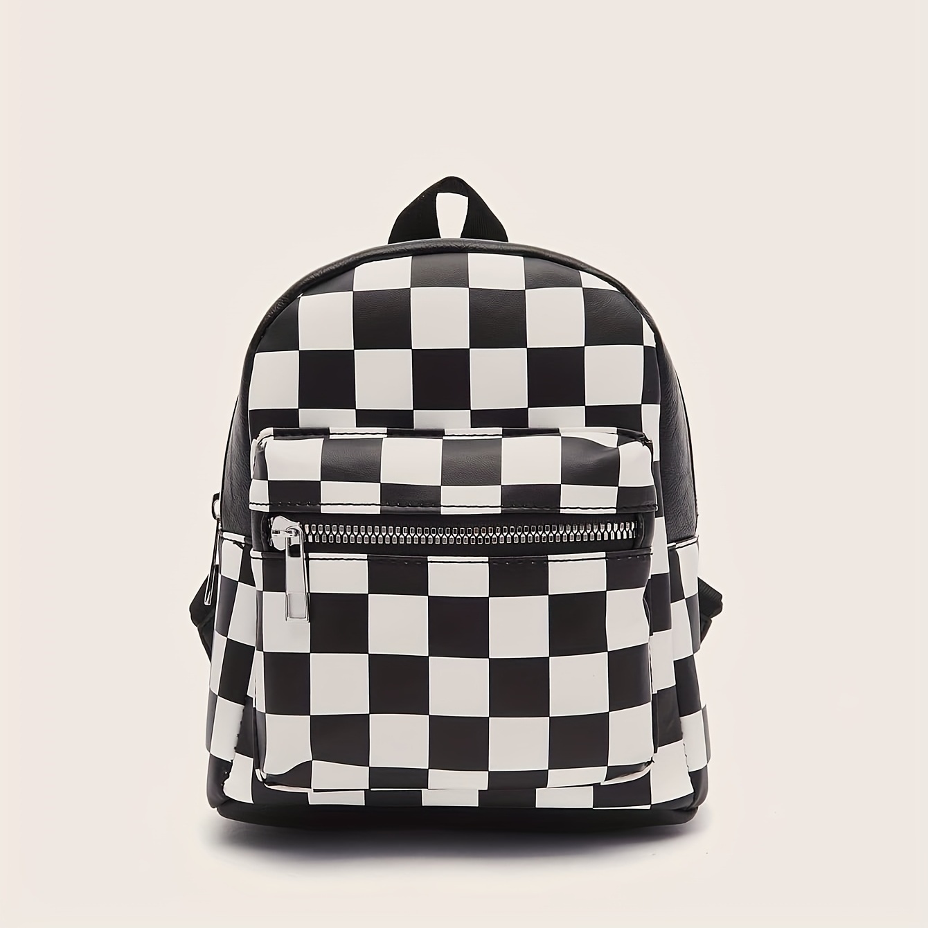 

Checkered Backpack For Women, Mini Faux Leather Daypack, Plaid Pattern Travel School Bag