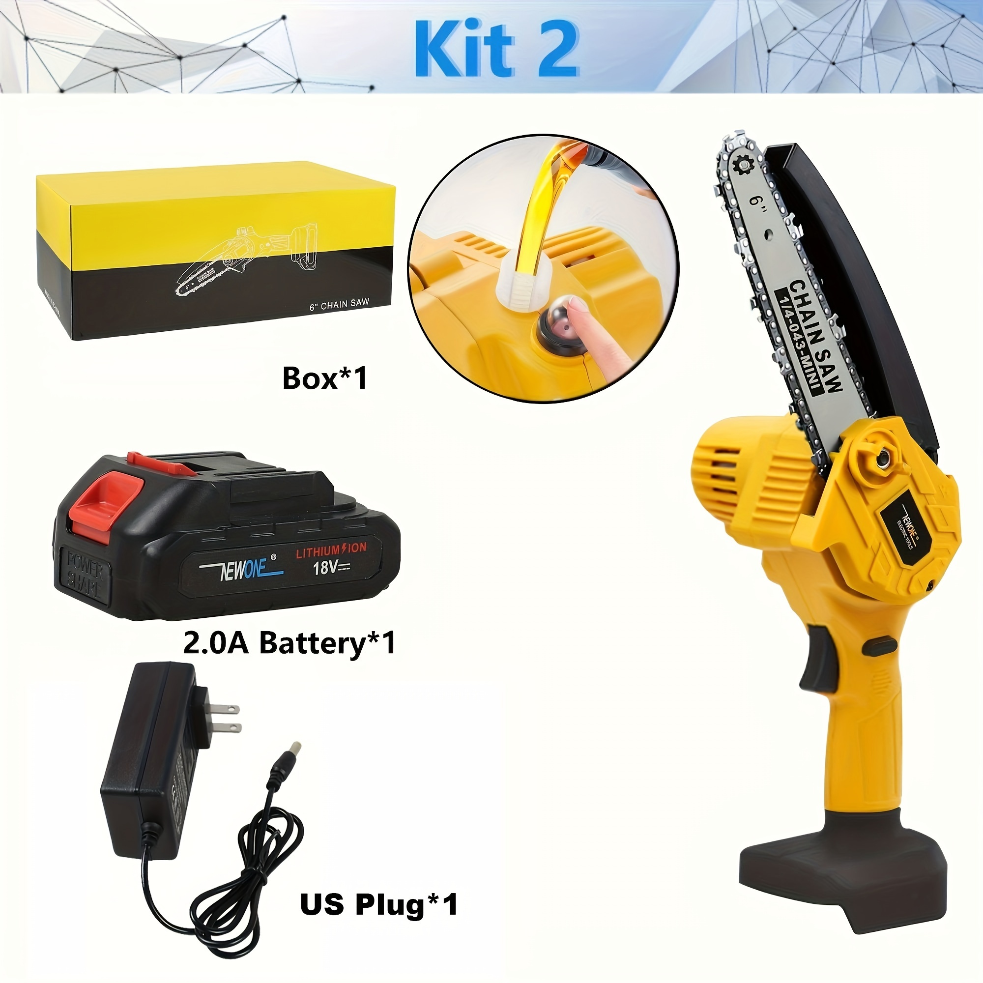 Mini Chainsaw Cordless with 2 Batteries 2 Chains, 2023 Upgrade 6 inch Best Mini Chain Saw Cordless with Security Lock, Handheld Small Chainsaw for