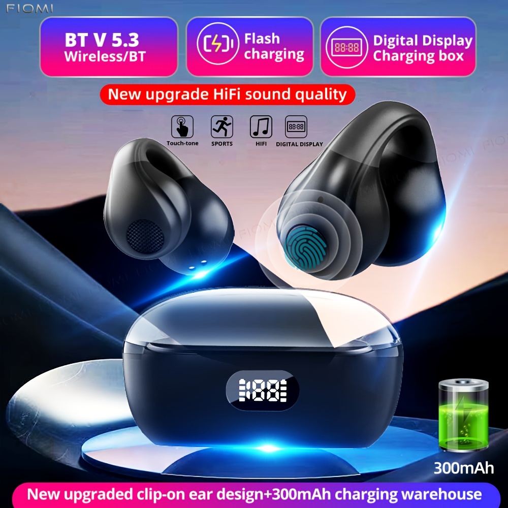 Wireless Earbuds Bluetooth Headphones 60H Playtime Ear Buds with LED Power  Display Charging Case Earphones in-Ear Earbud with Microphone for Android