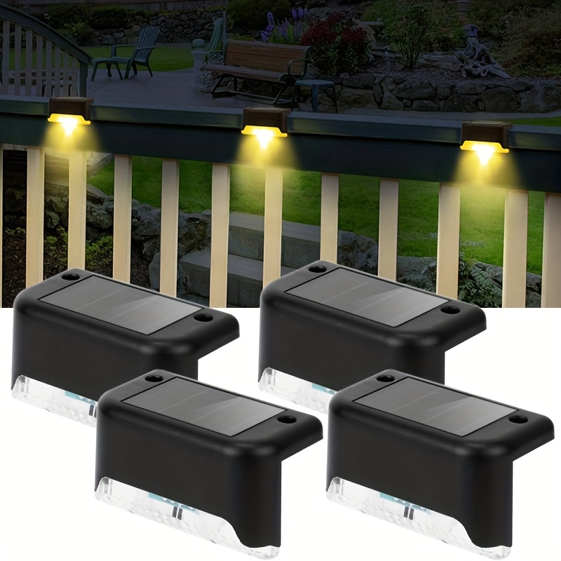 Lot de 4 lampes solaires pour terrasse d'extérieur – Lot de 4 lampes  solaires étanches pour terrasse, escalier, allée, porche, allée, cour,  jardin.