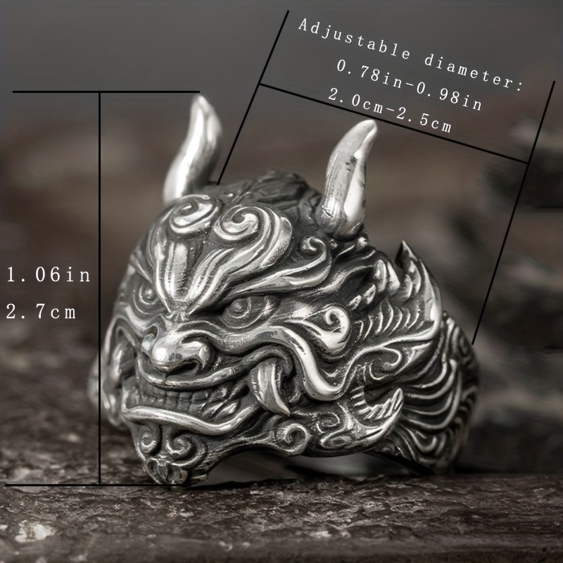 Men's Adjustable Demon Mask Ring