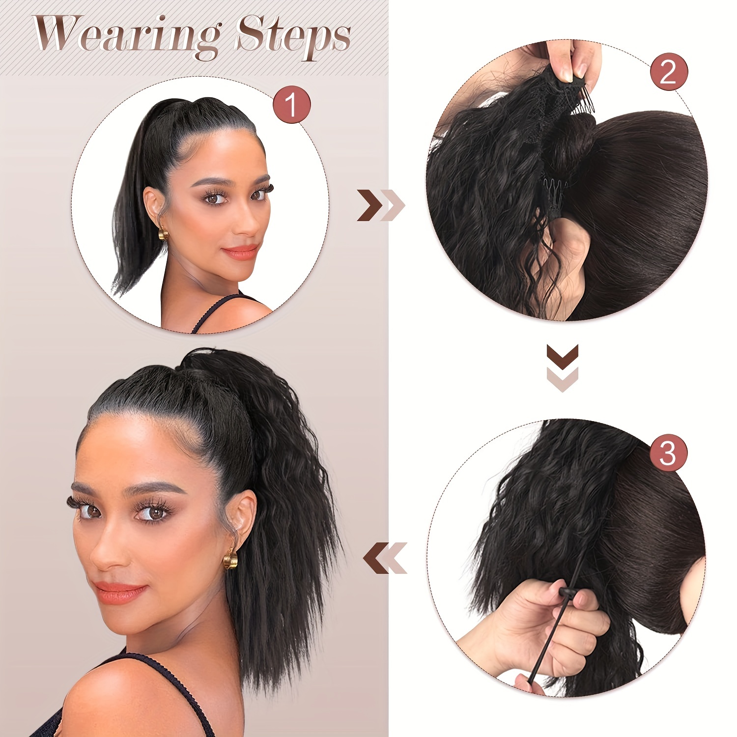 Ombre Kinky Curly Wave Ponytail Extension 30 48 Cm Short Corn Wave Drawstring