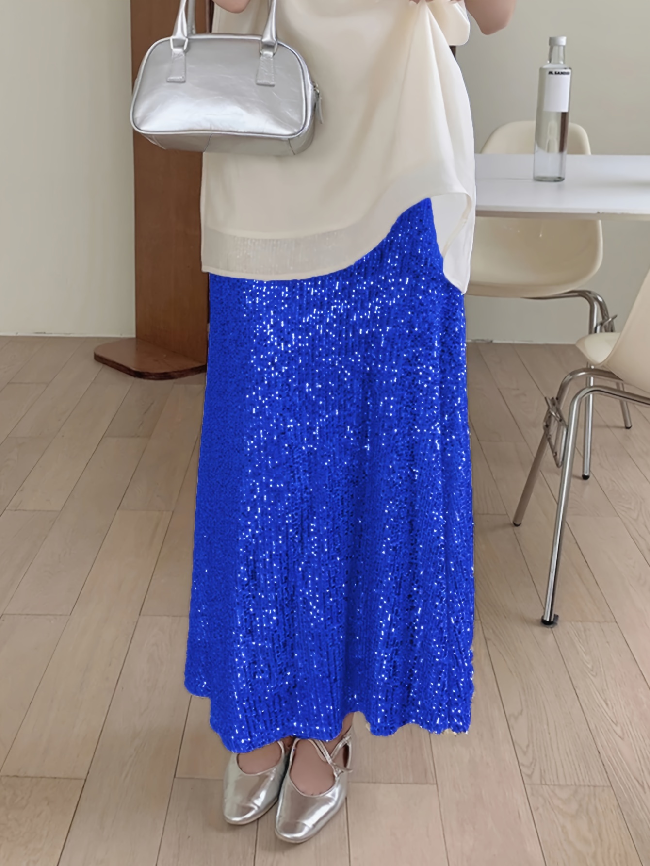 Plus size sequin skirt navy clearance blue