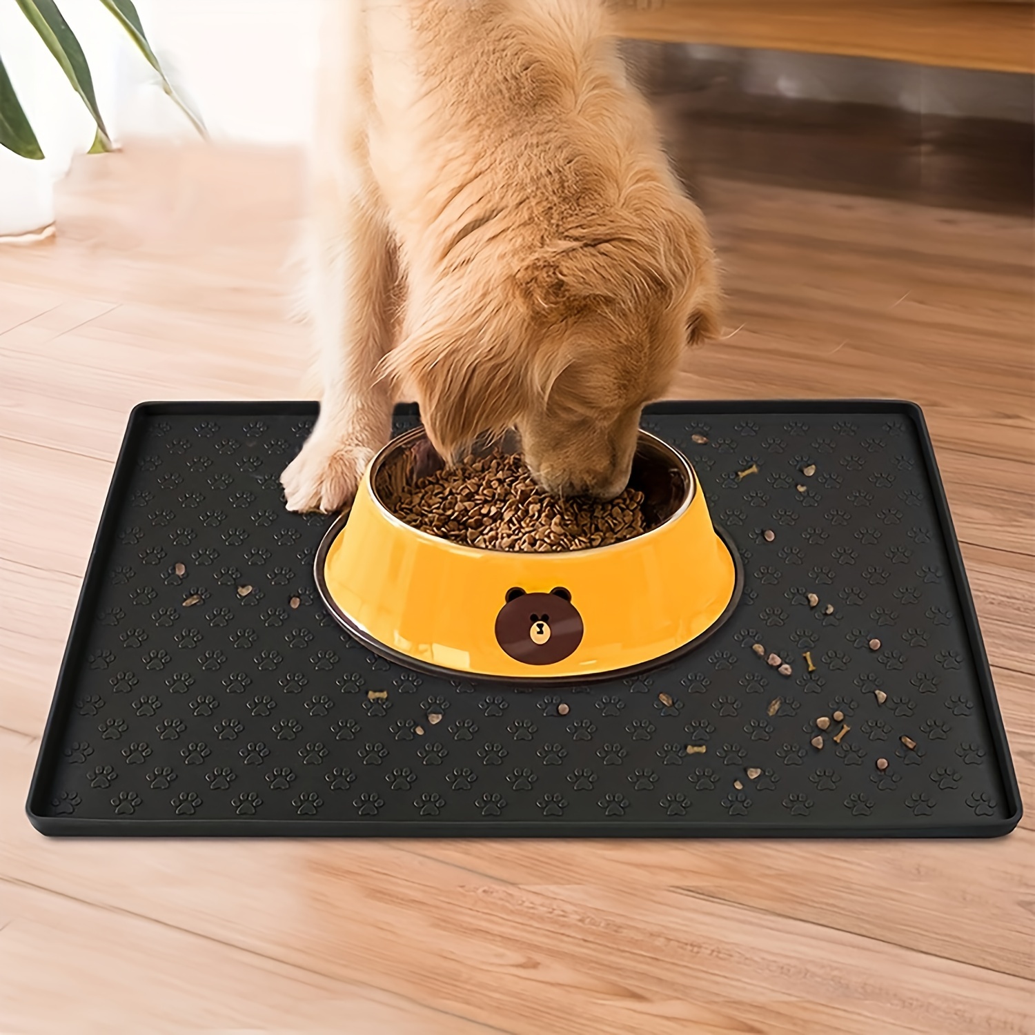 EIOKIT Dog Food Mat,Silicone Waterproof Dog Cat Food Tray,Non Slip Pet Bowl  Mats Placemat,Size:(18.5 x 11.5) 0.6 Raised Edge,Suitable for Most