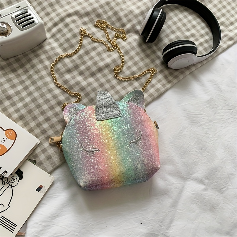 Silver Rainbow Glitter Cross-Body Bag