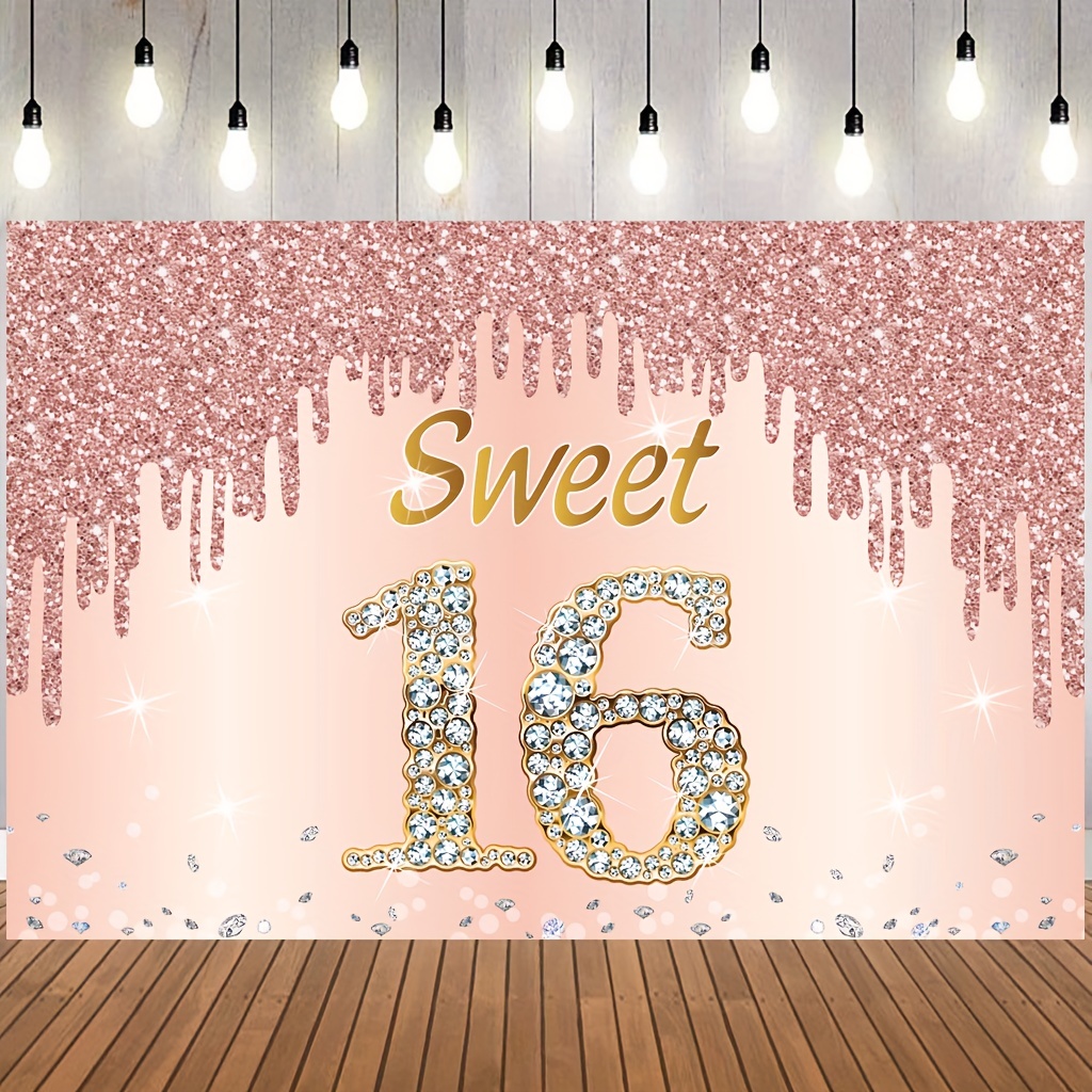 Decoración de pancarta de feliz cumpleaños número 16 para niño, diseño de  telón de fondo de 16 cumpleaños, decoración de suministros para fiesta,  dieciséis carteles de cumpleaños, accesorios para fotos : 