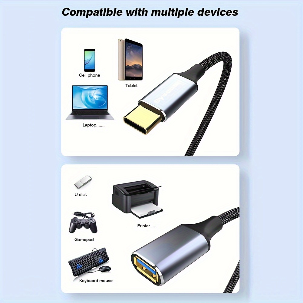 Adaptateur Otg Usb-C 3.1 Type C Mâle Vers Usb 3.0 Type A Femelle Câble R