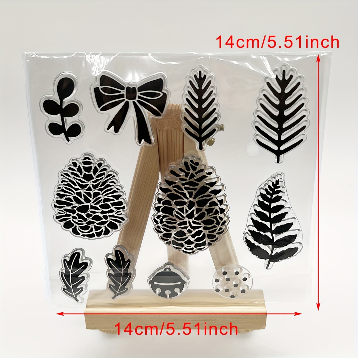 1pc 自然植物クリスマス貴重な松ぼっくり透明スタンプ/冬クリスマス