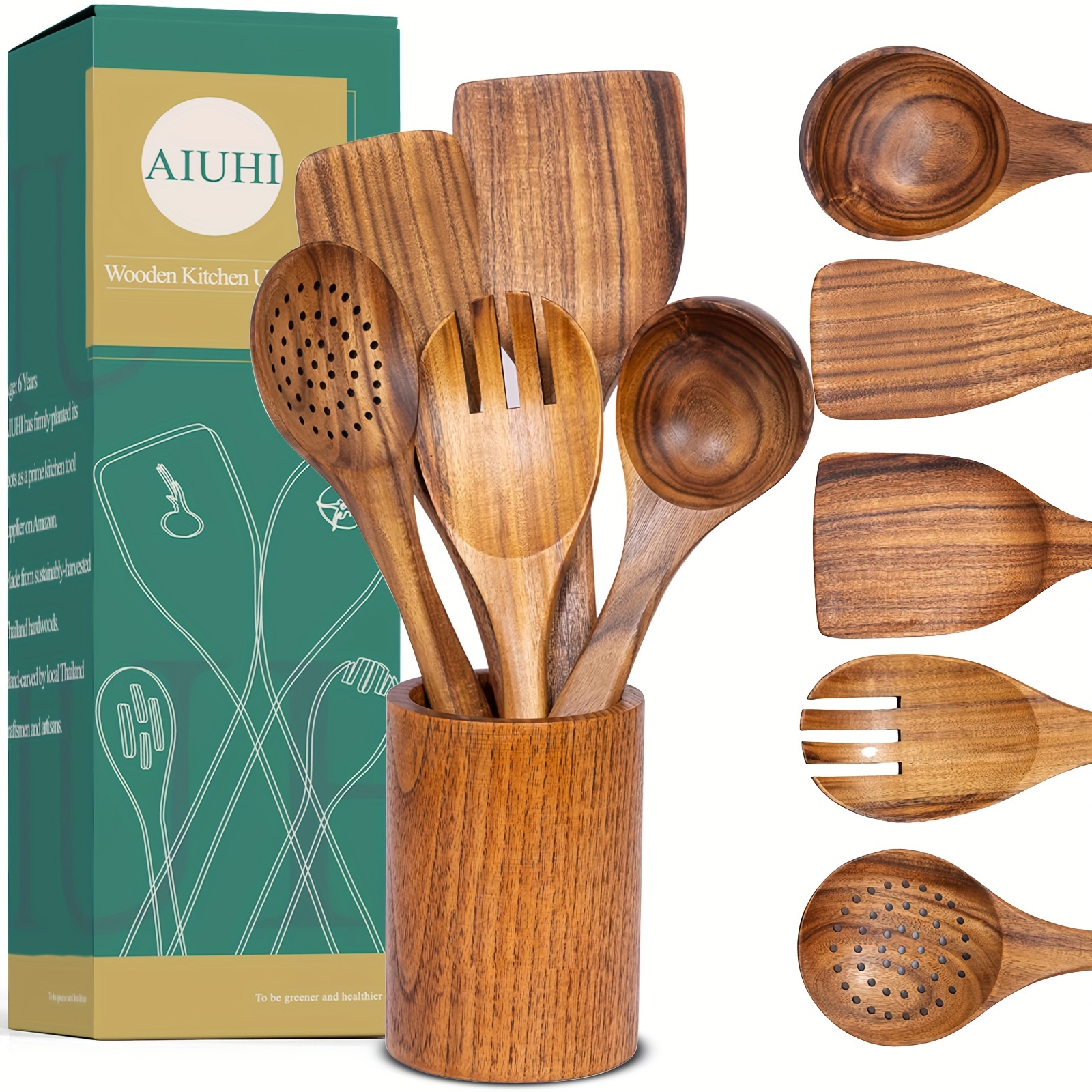 6pcs, Cooking Spoons Set, Golden Girls Wooden Spoons Utensils Set, Bamboo  Cooking Utensils, Carve Burned Wooden Spoon Spatulas, Funny Non-stick