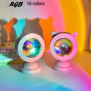 sunset lamp projection remote control 16 colors changing projector led lights floor lamp room decor night light rainbow lights for home decor living room halloween christmas decor desk office accessories for camping party perfect gift for birthday christmas details 4