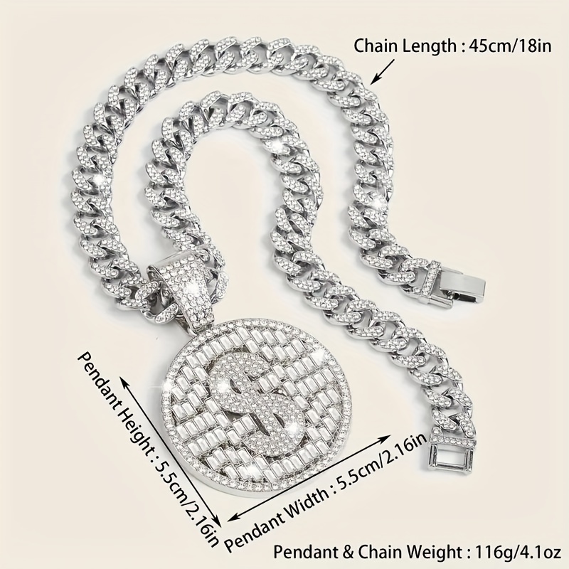 iced money pendant necklace miami cuban link chain hip hop Temu