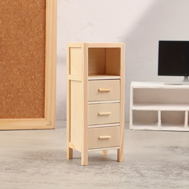 LOGOFUN Miniature Cabinet - 1:16 Scale Dollhouse Furniture, Blue Vintage Nightstand Decor