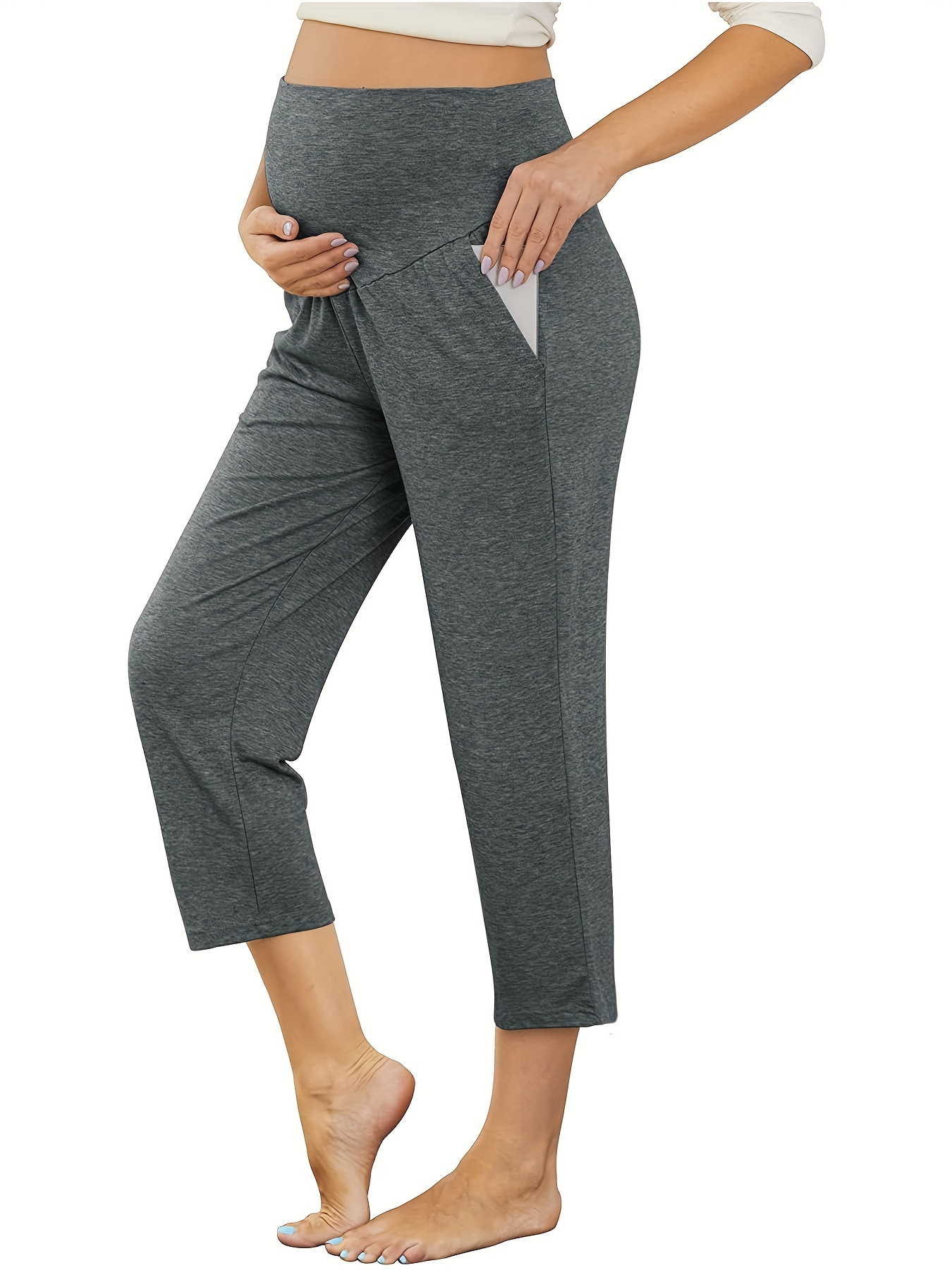 Women's Maternity Solid Comfy Yoga Sports Pants Pregnant - Temu