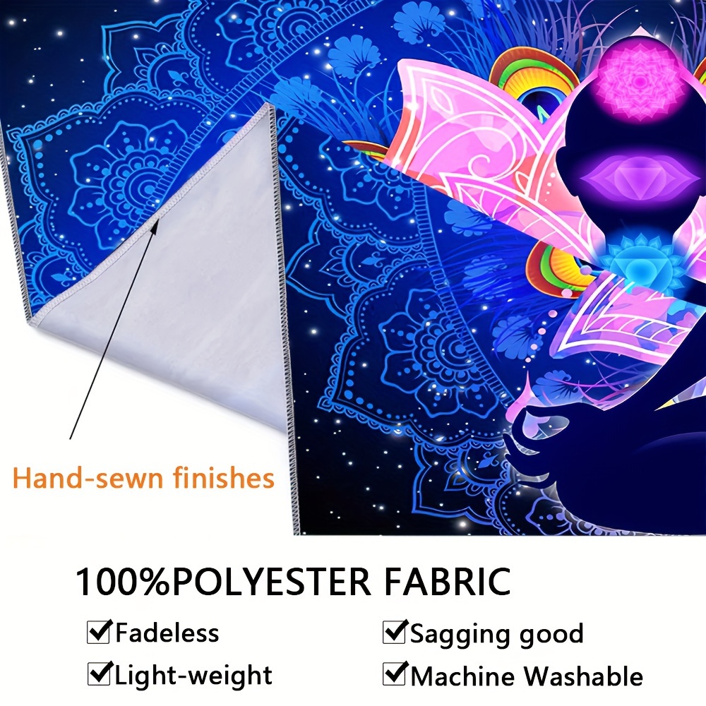 Uv blacklight reactief zeven chakra mandala wandkleed voor huis_voghion.com