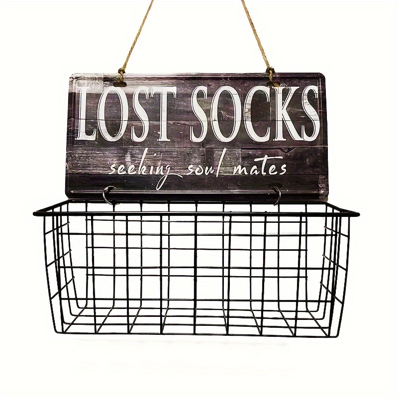

1pc Lost Socks Laundry Sign And Basket - Wall-mounted Lost Sock Organizer - Keep Your Laundry Room Clutter-free And Easily Find Your Missing Socks, Laundry Organization