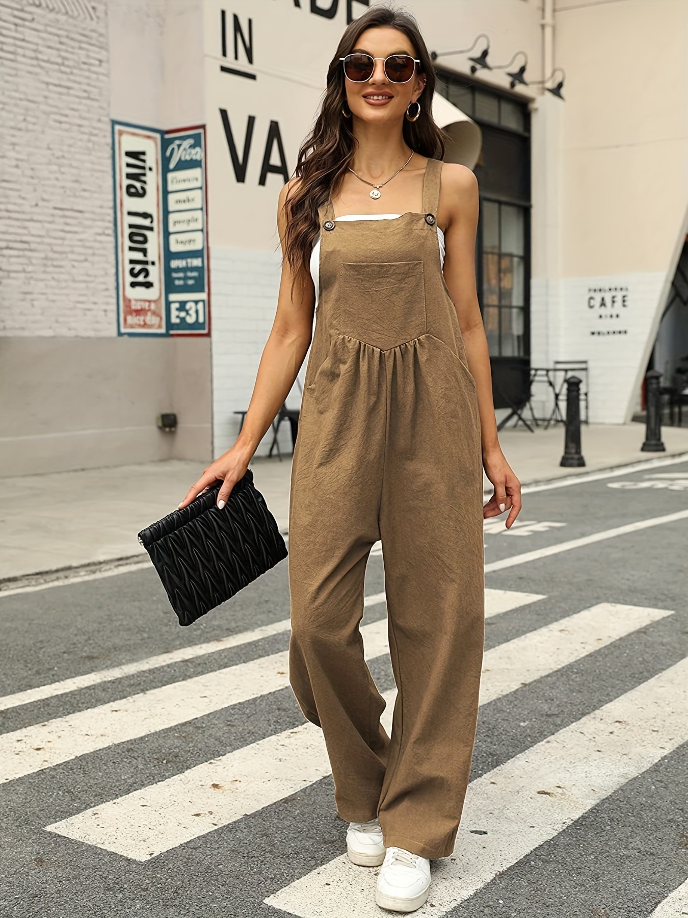 HERE&NOW Women's Solid Jump Suit Dress Sleeveless Casual Strappy Summer  Wear Slip On Attched Top And Bottom Set 