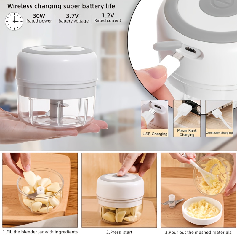 Electric Garlic Masher, Portable Chopper Multi Function Meat Grinder Masher  Machine Mini Garlic Vegetable Chopper Usb Charging - Temu New Zealand