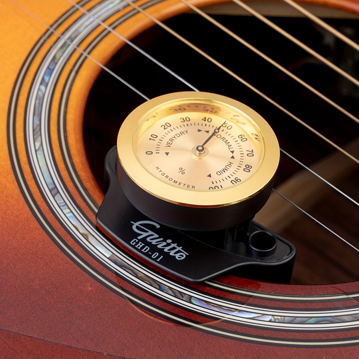 Violon thermomètre hygromètre rond numérique guitare humidité pour  l'entretien de l'instrument (or)