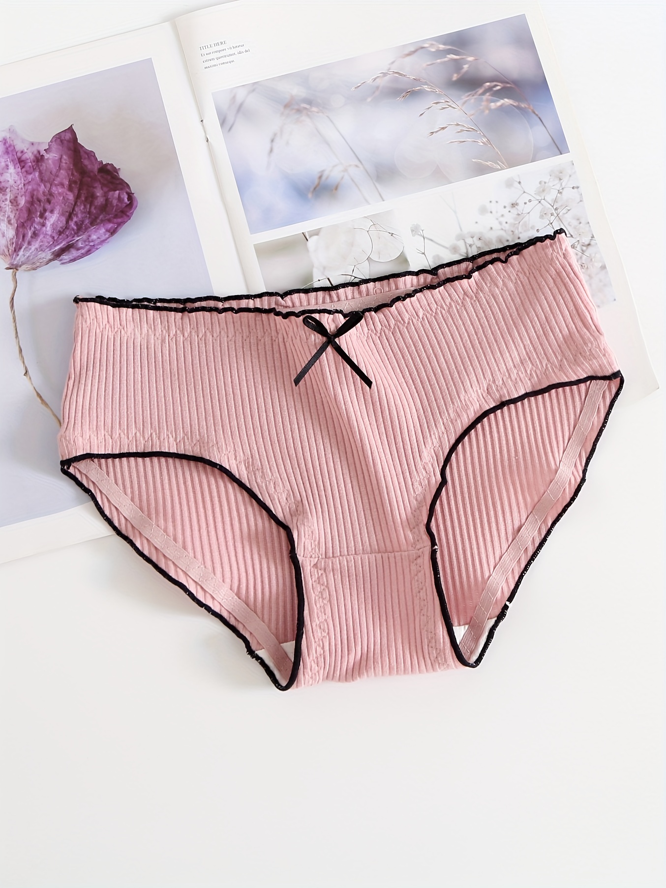 Bow Tie Ribbed Briefs Comfy Cute Stretchy Intimates Panties - Temu