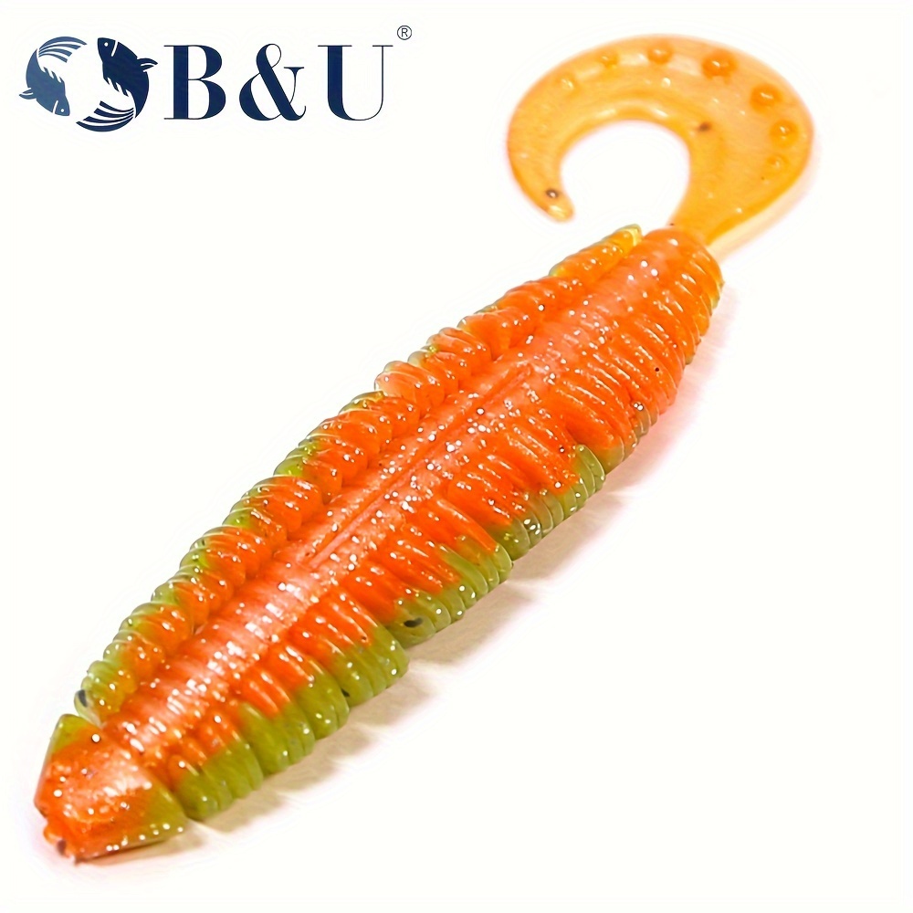 Soft Bait Fishing Lures Soft Fishing Lures T Tail Fishing Lure Silicone  Soft Lure 15Pcs Silicone Soft Lure Simulation T Tail Fishing Bait Double  Color With Spiral Pattern For Sea 
