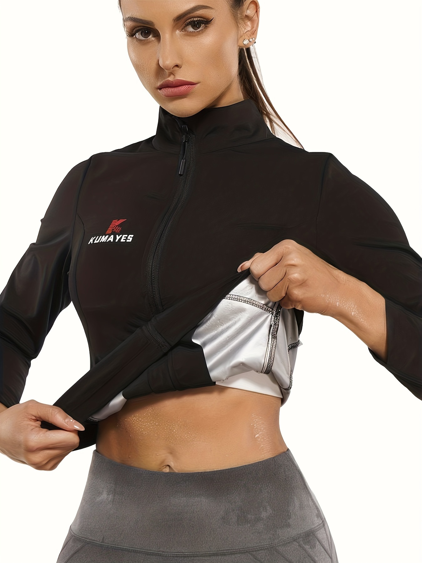 Women Sweat Suit Body Shaper Slimming Shirt Loss Weight Polymer Waist  Trainer Sweat Sauna Vest