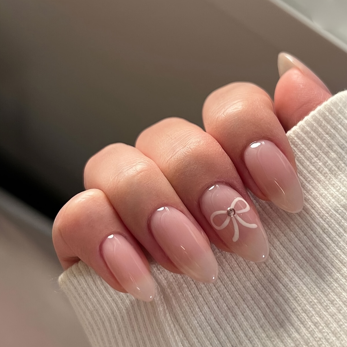 Faux Ongles Français Pêche Rose Faux Ongles Plein Amande Quotidien