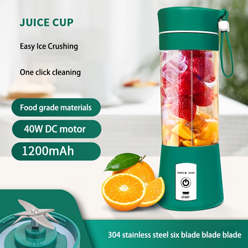 Portable USB Smoothie Blender Cup With 6 Blades - Wireless Mini Charging  Fruit Squeezer And Food Mixer With Ice Crusher