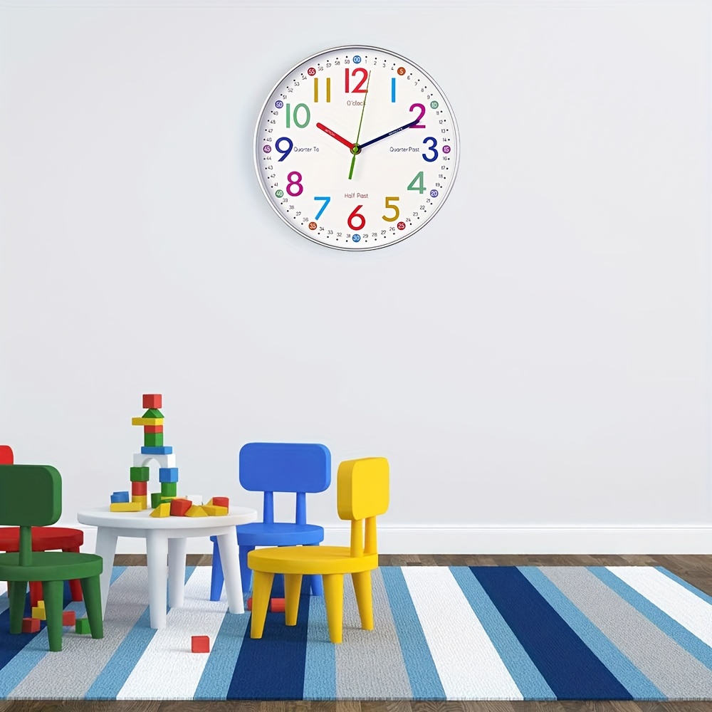 Telling Time Teaching Clock Silent Non Ticking Analog Battery Operated  Learning Clock Perfect Room Wall Decor For School Classrooms Playrooms And  Bedrooms - Home & Kitchen - Temu