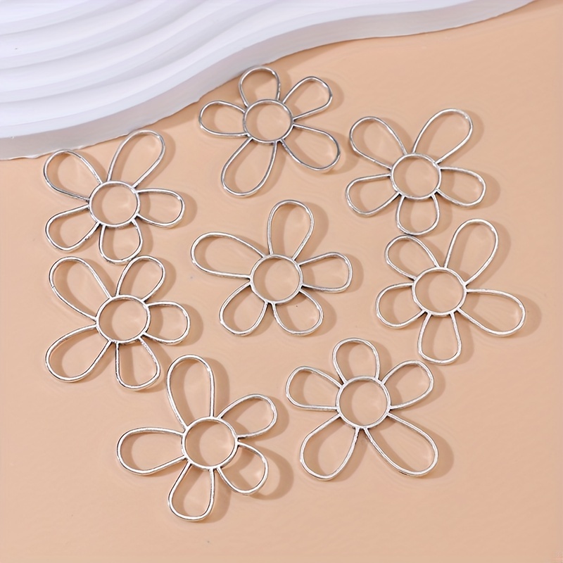 Antique Silver Plated Flower Charms Pendants For Jewelry - Temu