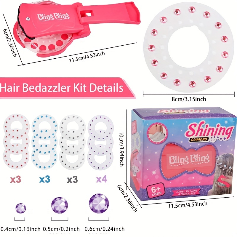 Hair Bedazzler Kit With 180 Hair Gems, Bling Gem Machine, Hair Gem Stamper,  Glam Bling Styling Tool For Girls - Temu Republic of Korea