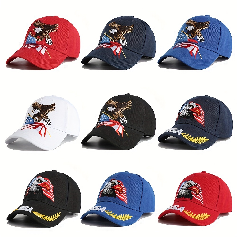 

1pc Men's Eagle And Flag Embroidered Usa Baseball Cap Breathable Unisex Outdoor Fishing Cap Dad Gift For Adjustable Trucker Hat Weekend Party Sun Hat
