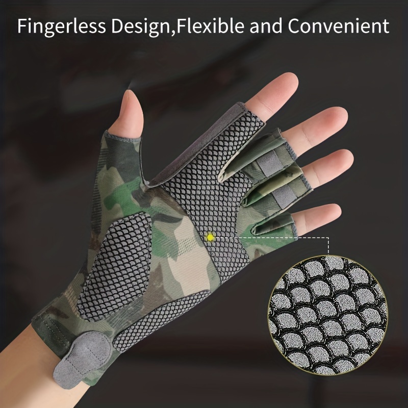 Boodun Half Finger Fishing Gloves Silicone Anti slip Wear - Temu