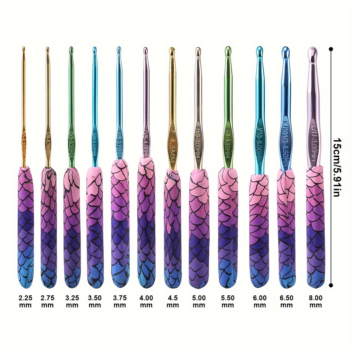 Crochet Hooks Set Coloured Aluminum Ergonomic Handle Crochet - Temu