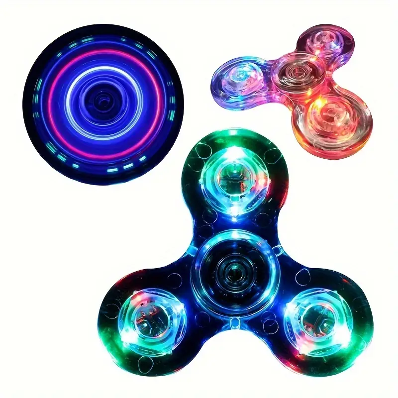 Crystal Luminous LED Light Fidget Spinner Hand Top Spinners Glow In Dark  EDC Stress Relief Toys Kinetic Gyroscope For Children Christmas, Halloween,  T